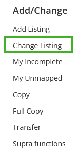 Add/Change: Change Listing screenshot 